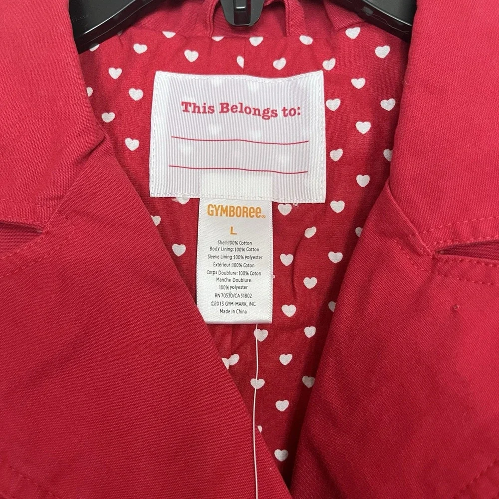 NWT Girls Large Gymboree UNIFORM Cotton RED Double Breasted lined TRENCH‎ COAT